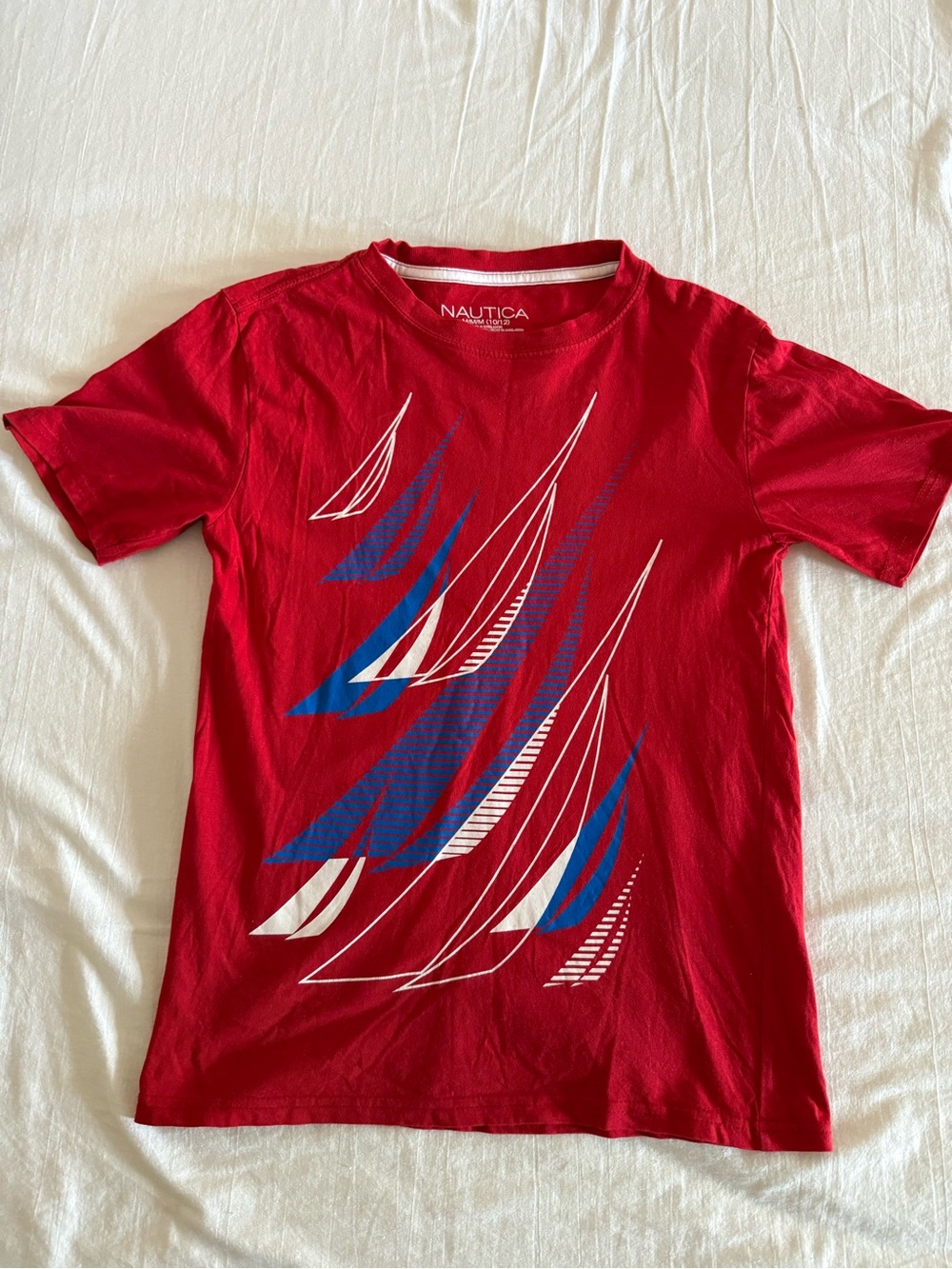 Nautica Red Short-Sleeve Sailboat Graphic Tee Boys size M 10/12